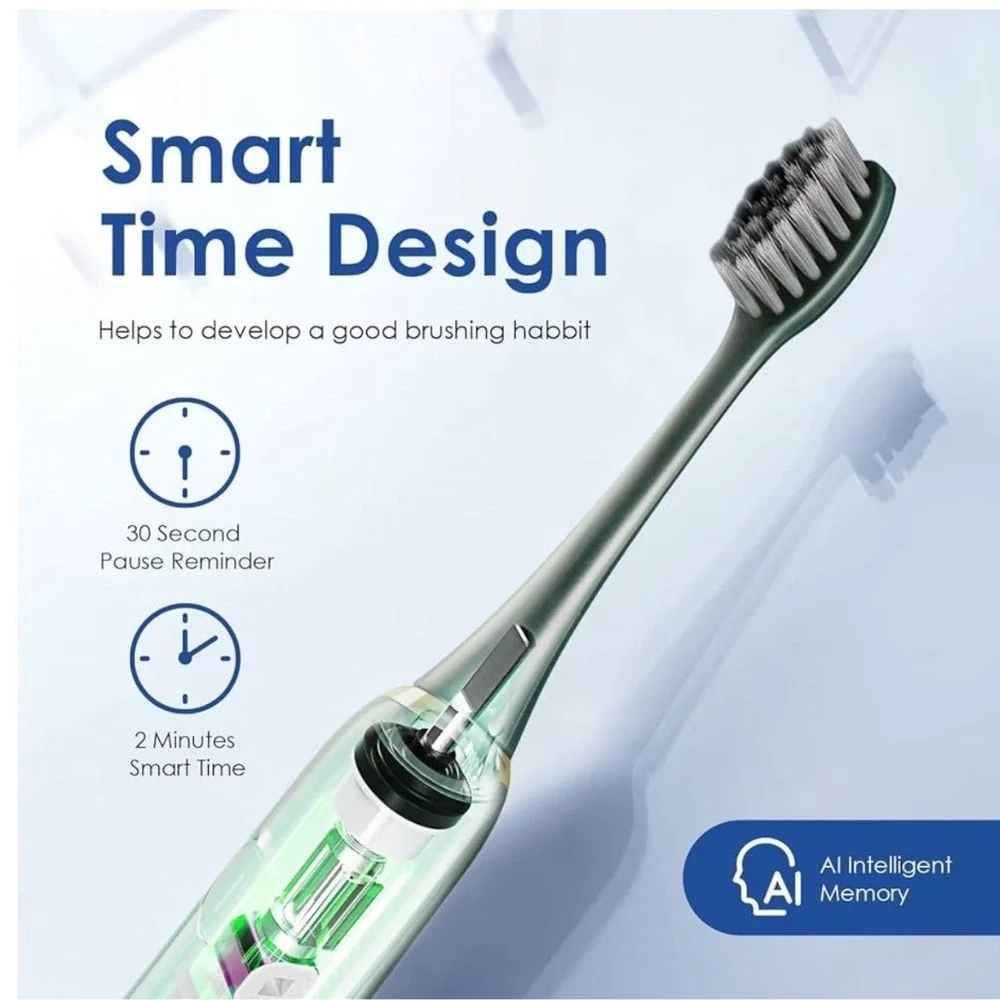 SVK France SB06 Sonic Electric Toothbrush Gift Set Green 5 Modes IPX7 Waterproof